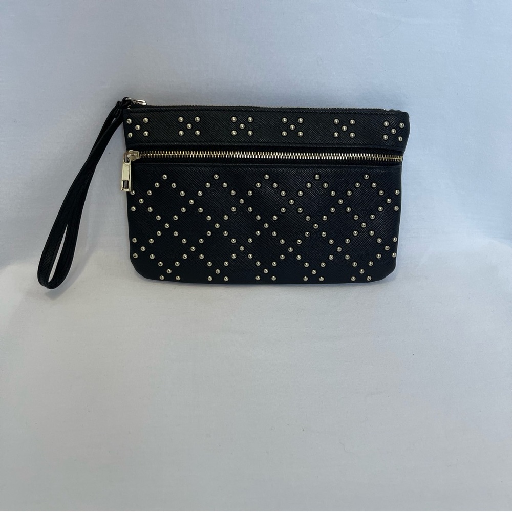 Safe Keeper Chic Black Wristlet with Gold Studs Wallet